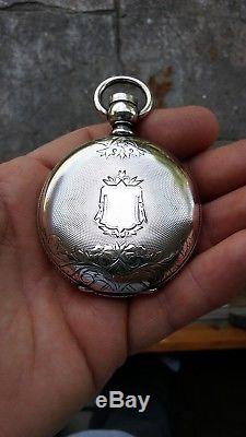 Rare Heavy Early Antique National Hunter Coin Silver Pocket Watch Size 18 KW KS