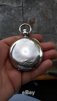 Rare Heavy Early Antique National Hunter Coin Silver Pocket Watch Size 18 KW KS