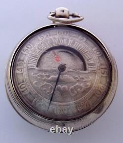 Rare Silver Sun And Moon Watch Champleve Dial P/case Verge Fusee Working C1864