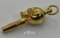 Rare antique Victorian 18K GOLD PLATED MEMENTO MORI SKULL pocket watch key fob