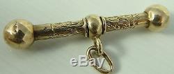 Rare antique gold pocket watch key. Concealed inside an albert chains T bar