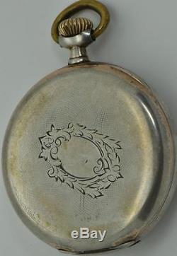 Rare antique military Navy silver OMEGA 24h day/night black dial pocket watch