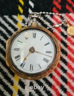 Rare antique pair cased fusee verge Charles Craig Dublin pocket watch 1768 WithO