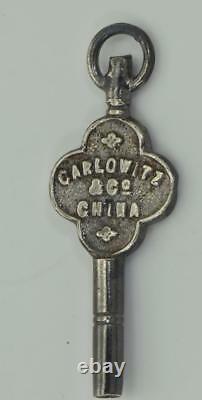Rare antique silver Chinese Duplex pocket watch key