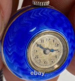 Rare antique silver&enamel ball shape brooch watch in original box