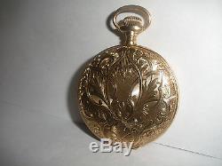 Rare beautiful antique 14k gold Elgin pocket watch 16s 305 hunter case running