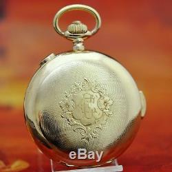 Real Antique Minute Repeater Chronograph In 18k Solid Gold Hunter Pocket Watch