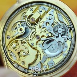 Real Antique Minute Repeater Chronograph In 18k Solid Gold Hunter Pocket Watch