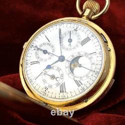 Repeater Moon Phase Triple-Date Chronograph pocket watch antique gold rare vinta