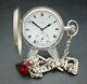 Rolex 15 Jewel Sterling Silver Full Hunter Pocket Watch With Albert Chain