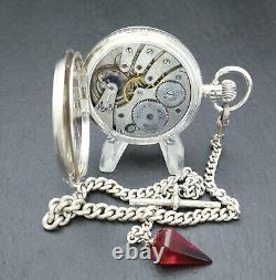 Rolex 15 Jewel Sterling Silver Full Hunter Pocket Watch with Albert chain