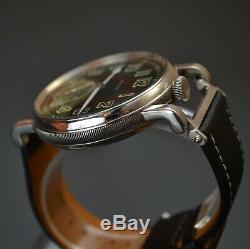 Rolex WW2 vintage men's military watch black pilots dial solid silver Dennison