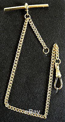 Rolled Gold Solid Pocket Watch Albert Chain Single Close Curb Fob FA42
