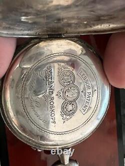 Roskopf Pocket Watch Silver Man Woman Case Chiseled by Hand Antique From Repairs