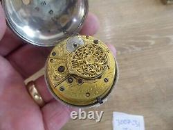 Rye Maker H. Bourn Silver Fusee Verge Pair Cased Pocket Watch