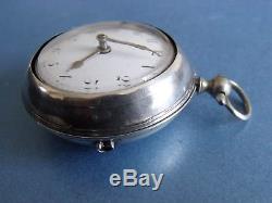 SILVER PAIR CASE VERGE POCKET WATCH'THOs KING, ALNWICK No. 160' 1780