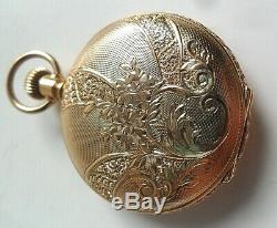 SOLID 14k Gold Antique 1896 Waltham 7 Jewel 0 Size Hunter's Case Pocket Watch