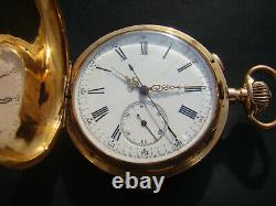SOLID 18K GOLD FULL HUNTER MINUTE REPEATER CHRONOGRAPH POCKET WATCH Ca1890