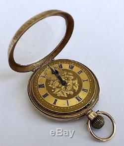 -SUPERB- HALLMARKED 9ct GOLD ANTIQUE OPEN FACED POCKET WATCH -MEN/LADY JEWELLERY