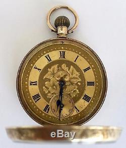 -SUPERB- HALLMARKED 9ct GOLD ANTIQUE OPEN FACED POCKET WATCH -MEN/LADY JEWELLERY