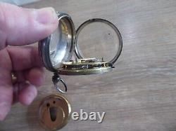 Silver Dial Applied Gold Numeral Gents Fusee Pocket Watch Date C1871