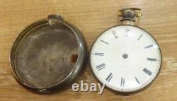 Silver Fusee Verge Pair Cased Pocket Watch Date C1839
