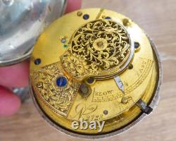 Silver Fusee Verge Pair Cased Pocket Watch Date C1839