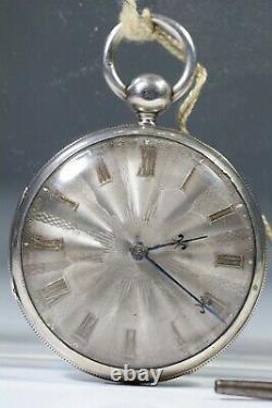 Silver Pocket Watch with Silver Dial & Gold Numbers Working 1900 AB2