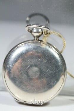 Silver Pocket Watch with Silver Dial & Gold Numbers Working 1900 AB2
