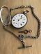 Silver C1890 Pocket Watch And Albert Chain Working Happy Christmas