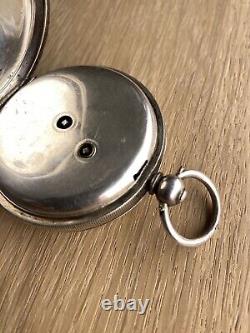 Silver c1890 Pocket Watch And Albert Chain Working HAPPY CHRISTMAS