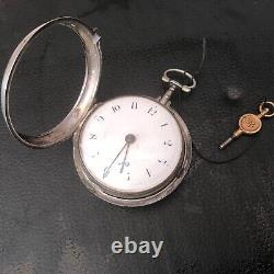 Silver pair cased verge pocket watch London 1804