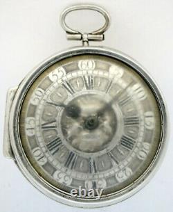 Silver pair cased verge pocket watch London, c1730