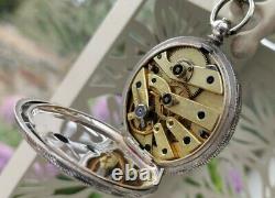 Simply beautiful antique ladies silver fob pocket watch