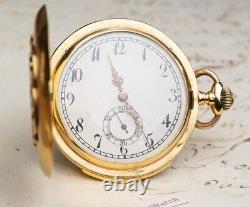 Slide MINUTE REPEATER 18k Gold Hunter Cased Antique RepeatingPocket Watch
