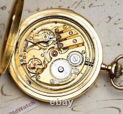 Slide MINUTE REPEATER 18k Gold Hunter Cased Antique RepeatingPocket Watch