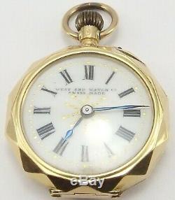 Small Antique 14 carat gold ladies Swiss fob watch. 28mm. In good working order