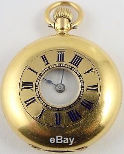 Small antique 18ct gold demi hunter fob watch JW Benson London. In Working Order