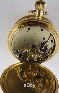 Small antique 18ct gold demi hunter fob watch JW Benson London. In Working Order