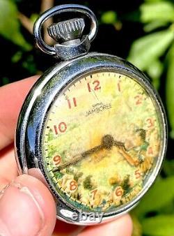 Smiths Jamboree Boy Scouts Original Antique Vintage Pocket Watch