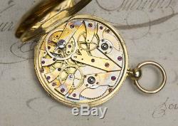 Solid Gold INDEPENDENT JUMP SECOND TWO TRAIN Antique Pocket Watch By PERRELET