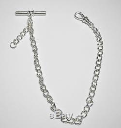 Solid Sterling Silver Albert Chain Pocket Watch Single Curb Fob. 925 FA48