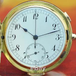 Special Antique Minute Repeater Chronograph 18k Solid Gold Hunter Pocket Watch