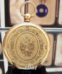 Stauffer Antique Vintage C1895 Solid 18k Gold Mans Vest Pocket Watch Serviced