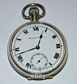 Sterling Silver Bravingtons Renown Pocket Watch Hallmarked Birmingham 1925