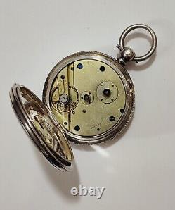 Sterling Silver pocket watch Hallmarked B/ham 1887, working & keeping good time