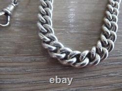 Stunning Antique Solid Sterling Silver Single Albert Pocket Watch Chain & Fob