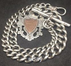 Stunning HEAVY Antique Solid Silver Albert Pocket Watch Chain H. B 1898 42.6g