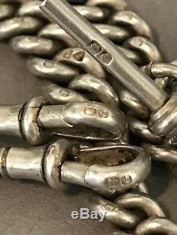 Stunning Heavy Solid Silver Double Albert Pocket Watch Chain Chester 69.6g