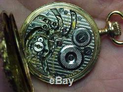 Stunning Multi-color 14k Solid Gold Rockford O Size Hc Antique Pocket Watch. Runs